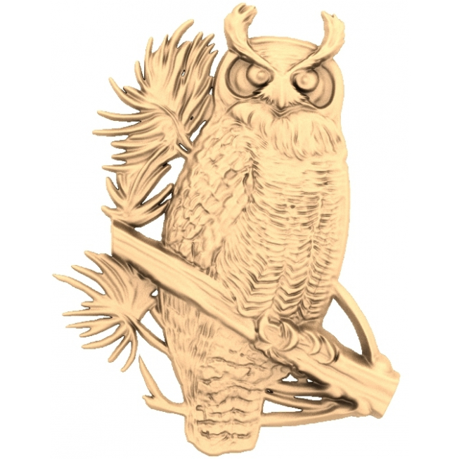 3D Owl Relief Model for CNC and 3D Printing