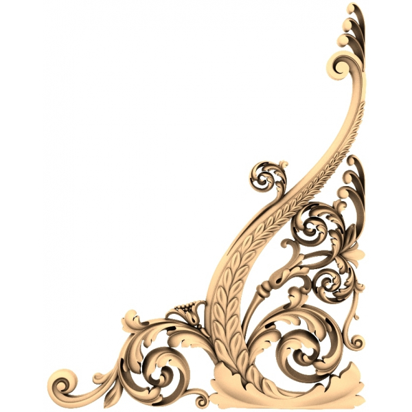 Renaissance Flourish Corner 3D STL მოდელი CNC-სთვის