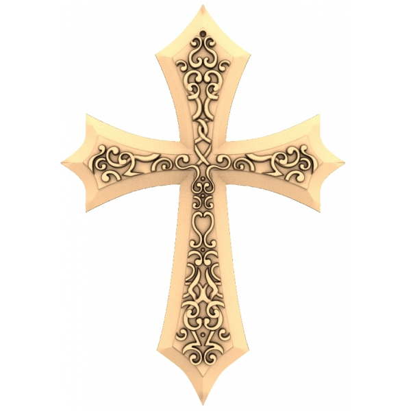 Skreytt Baroque Cross 3D STL líkan fyrir CNC