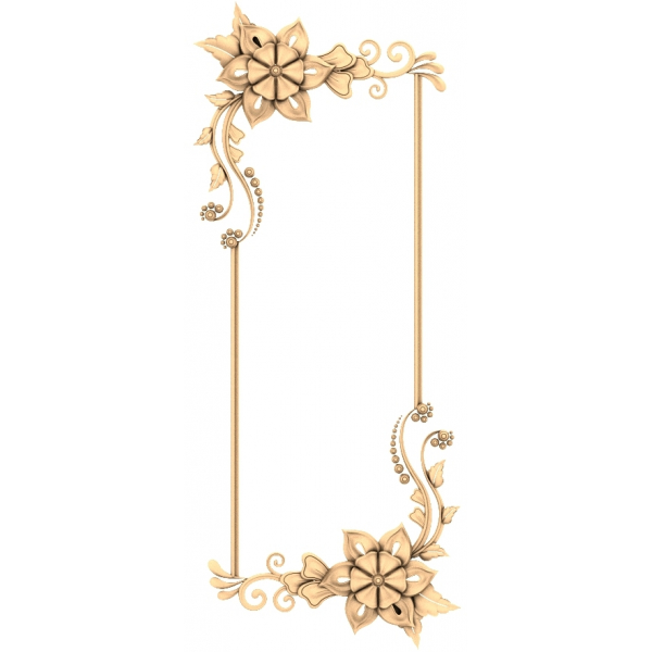 Elegant Floral Frame 3D STL Model for CNC