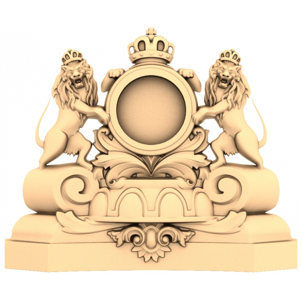 CNC üçün Regal Crest of Lions 3D STL Modeli