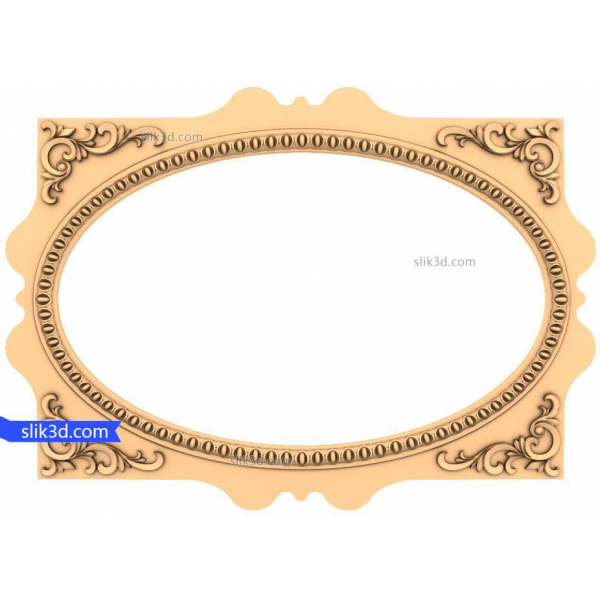 Modello STL 3D con cornice ovale ornata per CNC