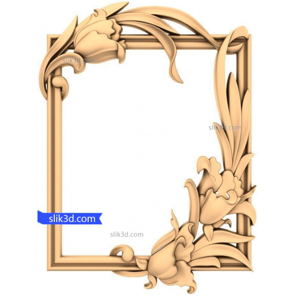 Floral Elegance Frame 3D STL Model for CNC Floral Elegance Frame 3D STL Model for CNC