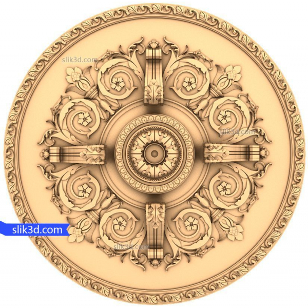 Regal Floral Rosette 3D STL Model kwa CNC