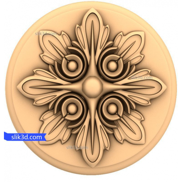 Διακοσμητικό Floral Rosette 3D STL μοντέλο για CNC Διακοσμητικό Floral Rosette 3D STL μοντέλο για CNC
