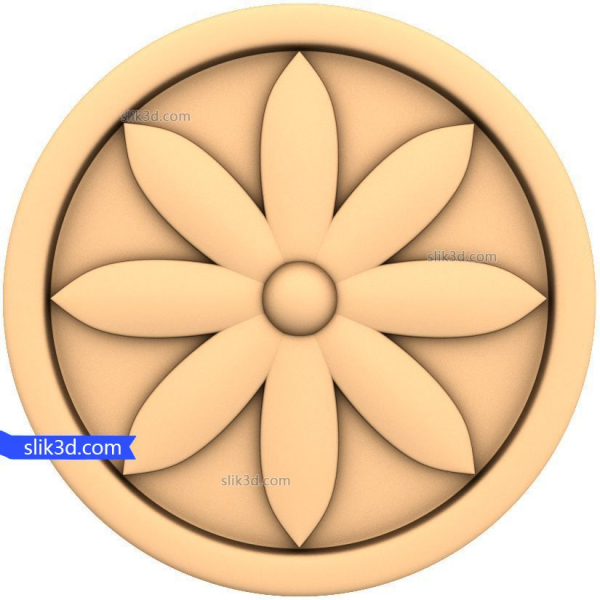 Sunburst Rosette 3D-model til CNC- og 3D-print