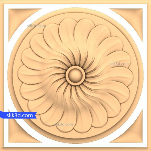 Blumenmedaillon-Rosette 3D-Modell für CNC