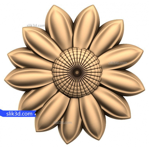 Golden Bloom Relief 3D STL Model for CNC