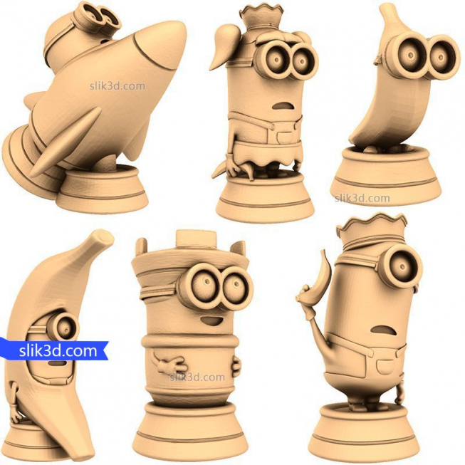 Chess set "Minions" | STL - 3D model for CNC