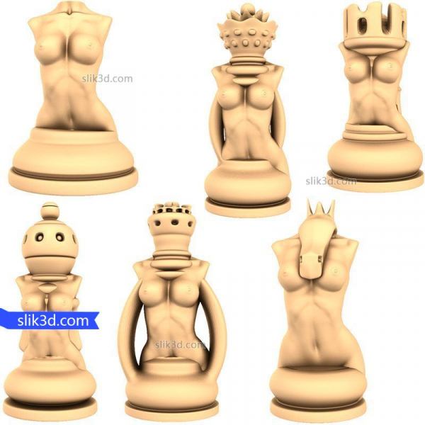 Gaia Chess Set 3D STL Model for CNC Routing